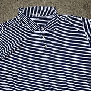 B Draddy Polo Shirt Men's XL Blue Striped Pima Cotton Stretch  NBC Golf